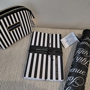 Saks accessories bundle. Umbrella, notebooks, & cosmetic bag. Great gift idea!